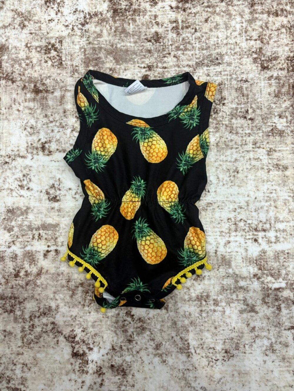 Funnycokid Baby Girls Pineapple Pom Pom Romper Body Suit - Size 70 (0-6 Months)